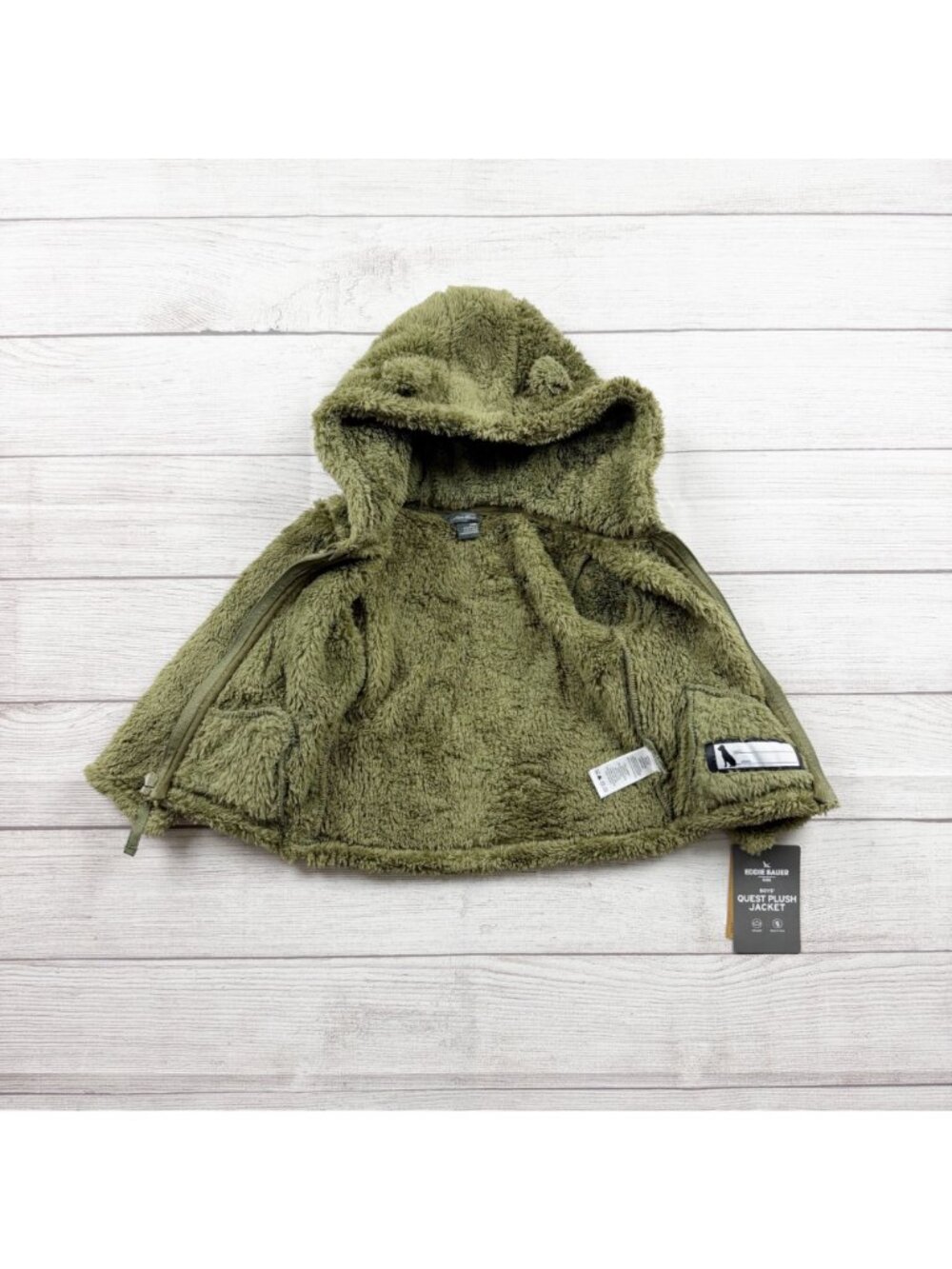 Eddie Bauer Kids Sherpa Fleece Hooded Jacket Full Zip Plush Coat NWT 24 Months - Picture 2 of 5